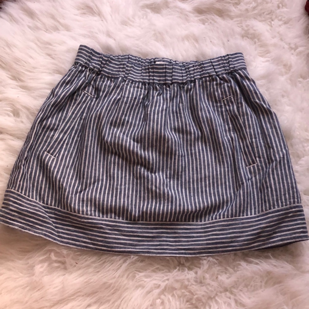 J Crew Blue and White Stripe Denim Skirt